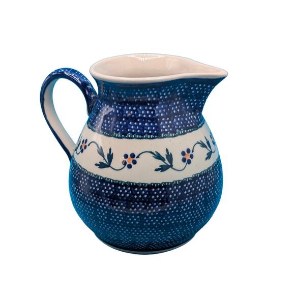 Polish Pottery Manufaktura Boleslawiec Milk Pitcher Authentic Vintage Handmade - Picture 1 of 8